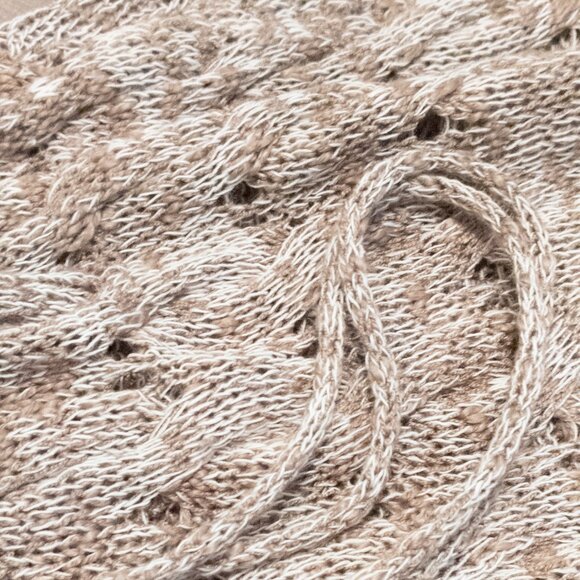 UMGEE Beige Long Cardigan Womens Size Small Melange Knit Crochet Bell Sleeve - Picture 3 of 3